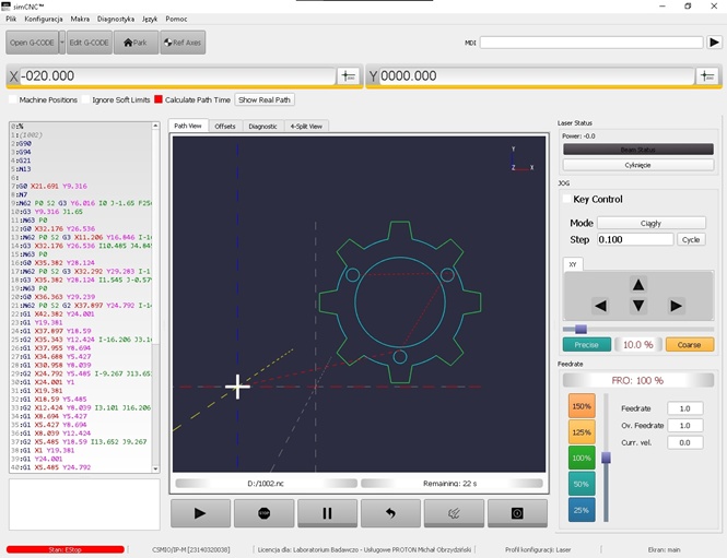 Zrzut ekranu z pulpitu SimCNC
